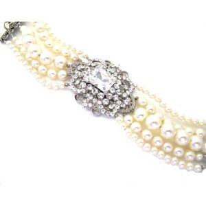 Pearl crystal vintage wedding bracelet AG229 vintage bridal accessories