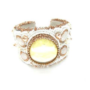 Vintage gold pearl handmade bridal wedding cuff bracelet AG256