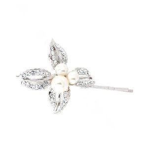 Crystal pearl vintage orchid wedding bridal hair slide clip CA121