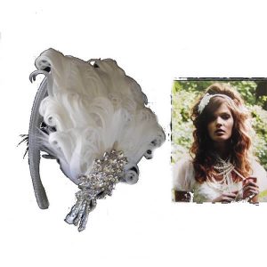 Curled ostrich feather vintage wedding headbands BD036 wedding hair accessories