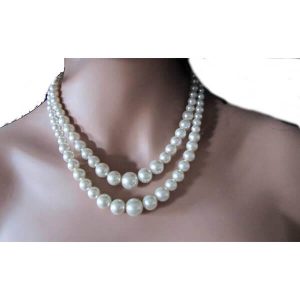 Double strand vintage style pearl wedding necklace CE060