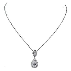 Elegant crystal drop bridal pendant necklace SILVER or GOLD