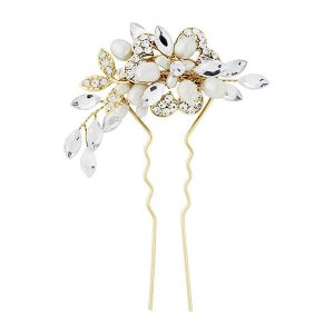 'Ellie' gold pearl bridal hair pin vintage wedding hair accessories