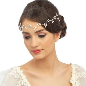 Freshwater pearl bridal hair vine wedding forehead band