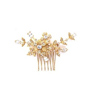 Golden vine diamante bridal hair comb CA071 gold wedding hair accessories