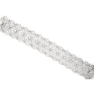 Lacy filigree SILVER bridal cuff bracelet B080