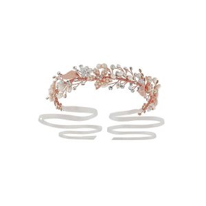 Rose gold Pearl cluster vine headpiece forehead band headband crown wedding bridal