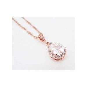 Rose gold teardrop pendant necklace wedding bridal