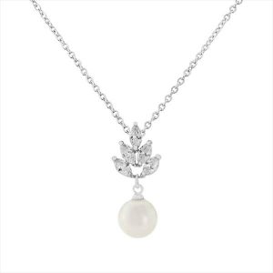 Splendour vintage style crystal pearl pendant necklace