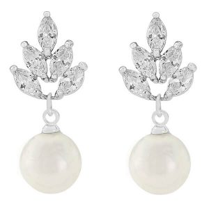 Splendour vintage style pearl crystal wedding earrings