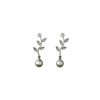 pearl leaf wedding earrings