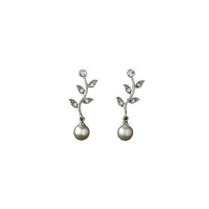 Vine drop pearl wedding bridal earrings E192