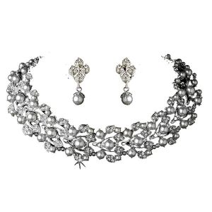 Vintage pearl cluster wedding bridal jewellery set S027