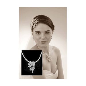Vintage rose pearl bridal wedding necklace CE042