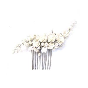Vintage rose pearl leaf bridal hair comb CA060 wedding hair accessories