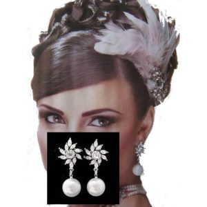 Vintage style Floral/star pearl bridal wedding earrings E187