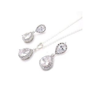 Vintage teardrop diamante bridal wedding jewellery set S030
