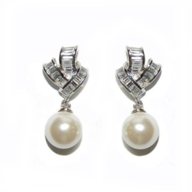 Art Deco pearl wedding earrings
