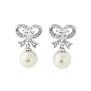 Vintage style pearl earrings bow 'Gina'