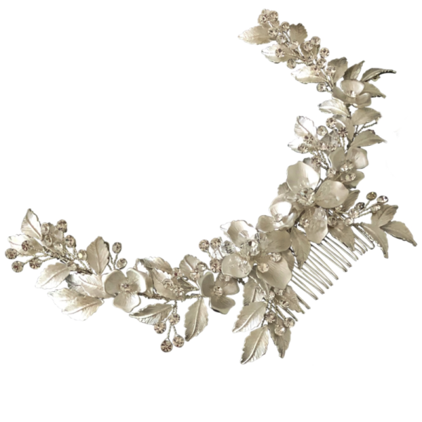 curved floral wedding comb