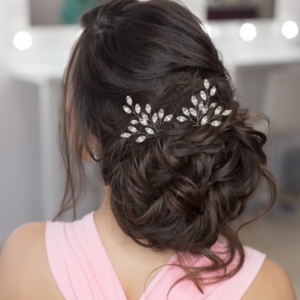 Bridal hair pins crystal opal blush