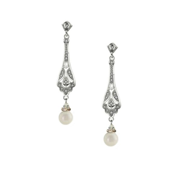 Art Deco Pearl Wedding Earrings