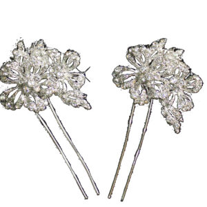 Lacy floral crystal bridal hair pins